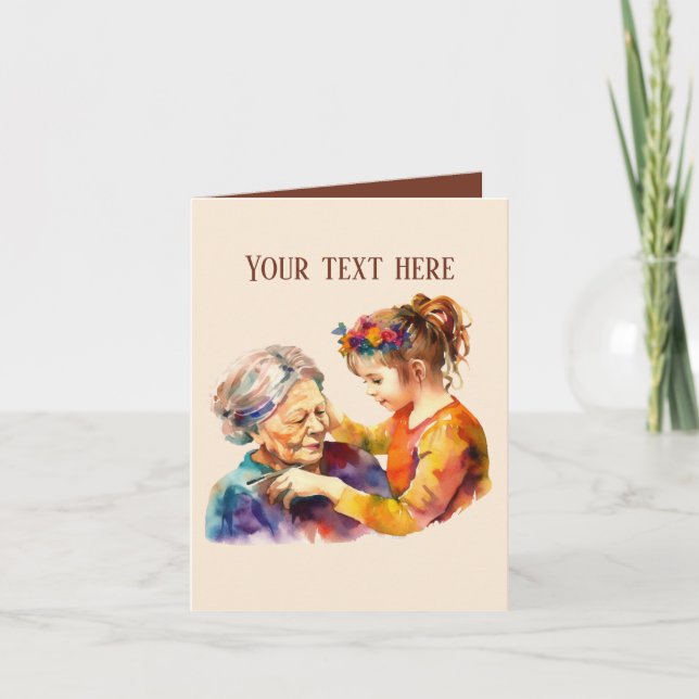 Carte fun Elderly lady with girl ajouter un message (Devant)