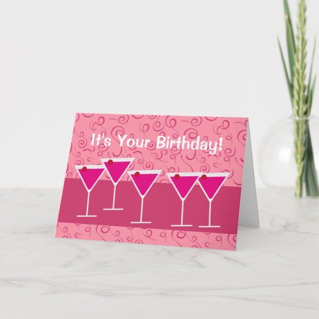 Carte Fun Festive Cocktail Martini verre Anniversaire Bo (Devant)