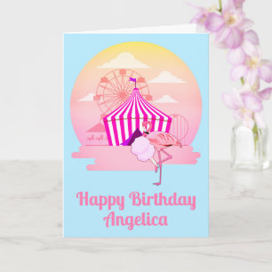 Carte Fun Flamant rose fête d'anniversaire Carnaval