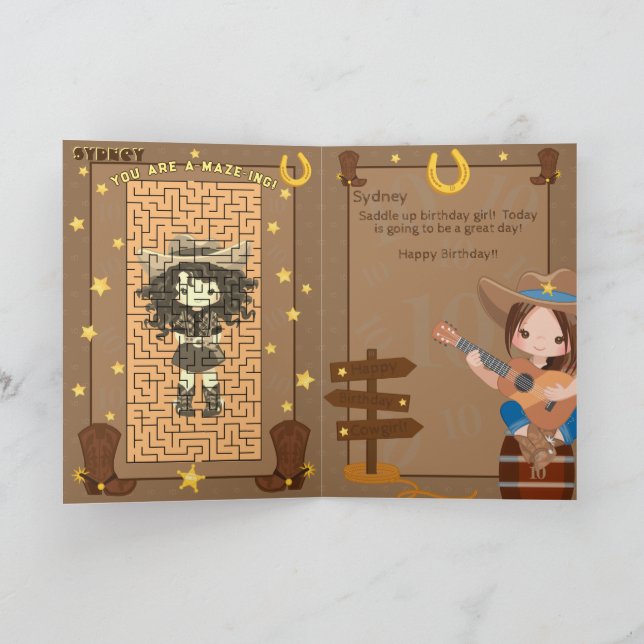 Carte Fun Girls You Are A-Maze-ing Cowgirl Birthday Card (Intérieur)