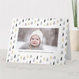 Carte Fun Gold Black Pine Tree minimaliste Noël