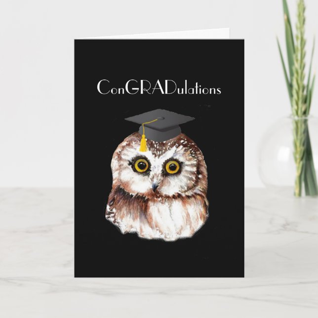 Carte Fun Graduation Félicitations Cute Wise Owl Humour (Devant)
