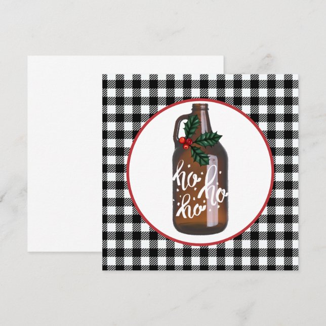 Carte Fun Growler & Buffalo Plaid Holiday Card (Devant / Derrière)