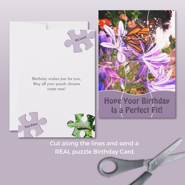 Carte Fun Jigsaw Puzzle "Mock" 12pc Custom Image B'day (Fun Jigsaw Puzzle "Mock" 12pc Custom Image B'day Card, Portrait, Flat, 5x7 Inch, Scissors Cut)