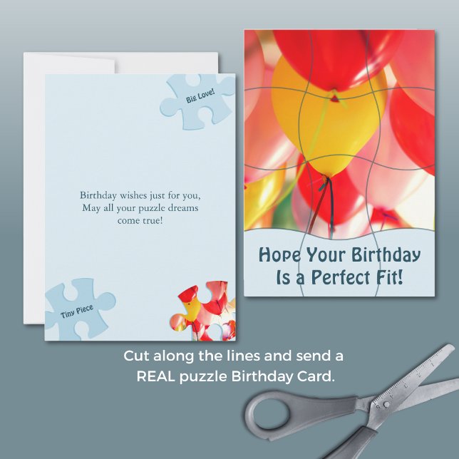 Carte Fun Jigsaw Puzzle "Mock" 12pc Custom Photo B'day (Fun Jigsaw Puzzle "Mock" 12pc Custom Photo B'day Card, Portrait, Flat, 5x7 Inch, Scissors Cut)