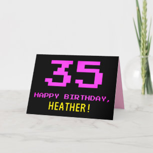 Carte Fun, Nerdy, Geeky, Pink, 8-Bit Style 35th Birthday