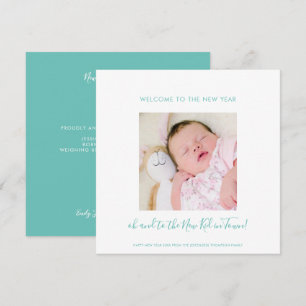 Carte Fun Nouveau bébé Joyeux Nouvel An Une photo Turquo