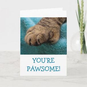 Carte Fun Pawsome Chat Paw Anniversaire