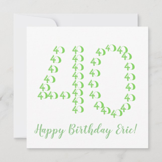 Carte Fun Quarantième Anniversaire (Devant)