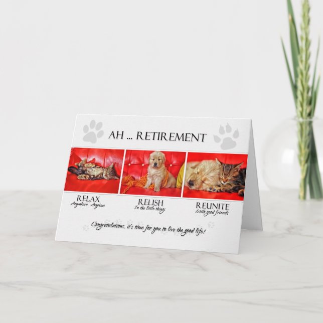 Carte Fun Retirement Félicitations pour le Pet Lover (Devant)