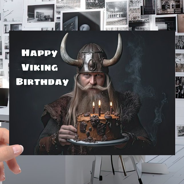 Carte Fun Scandinavian Viking Warrier - Nordique Anniver (Créateur téléchargé)