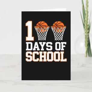 Carte Fun sports basket-ball 100 jours d'école vintage