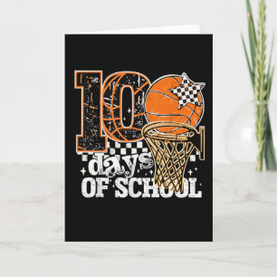 Carte Fun sports basket-ball 100 jours d'école vintage