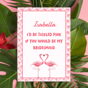 Carte Fun Tropical Rose Flamant rose Bridesmaid Proposit