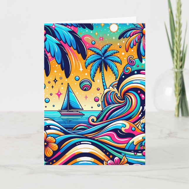 Carte Fun Whimsic Psychedelic Voilier (Devant)
