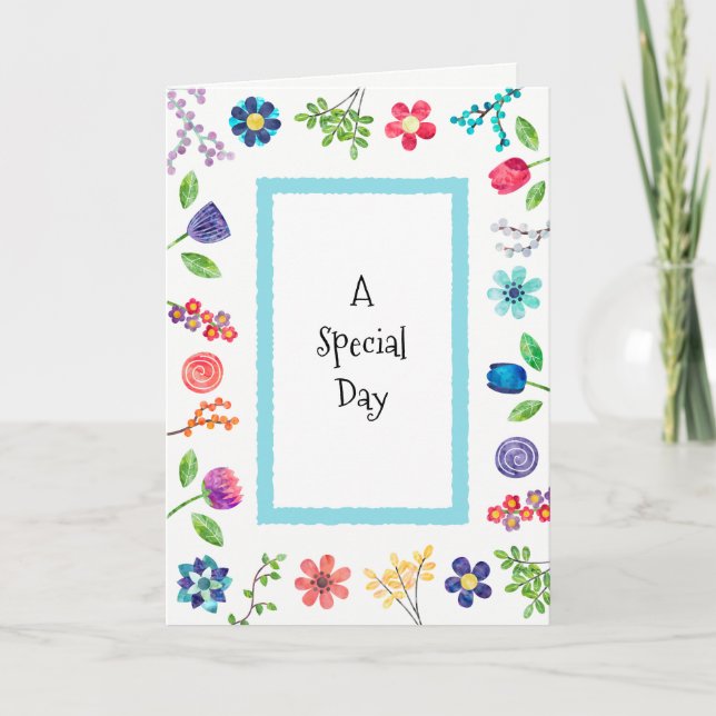 Carte Fun Whimsical Floral Berries voeux d'anniversaire (Devant)