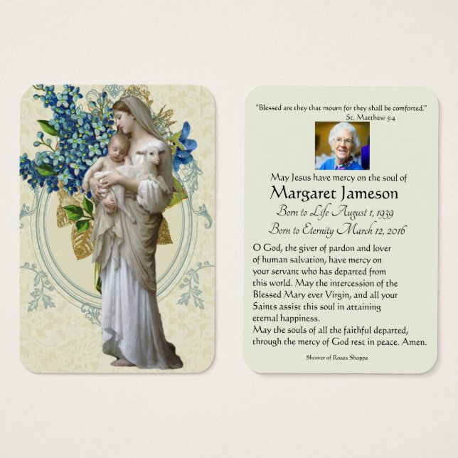 Carte funèbre catholique de mémorial de prière de (Devant & derrière)
