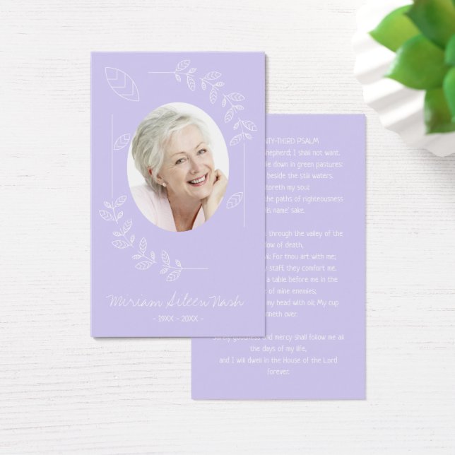 Carte funéraire Boho Lavender violet photo moderne (Bureau)