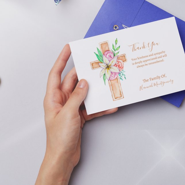 Carte funéraire Sympathie de la croix de fleurs (Créateur téléchargé)