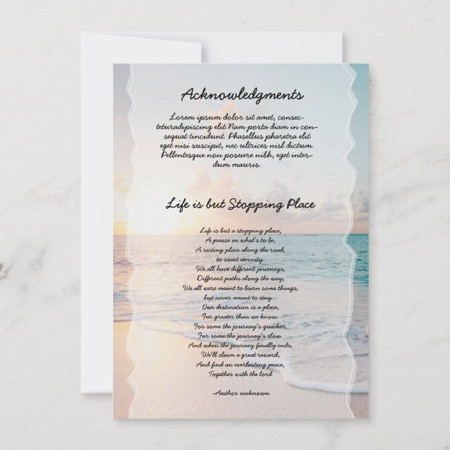 Carte Funeral Prayer Card (Dos)