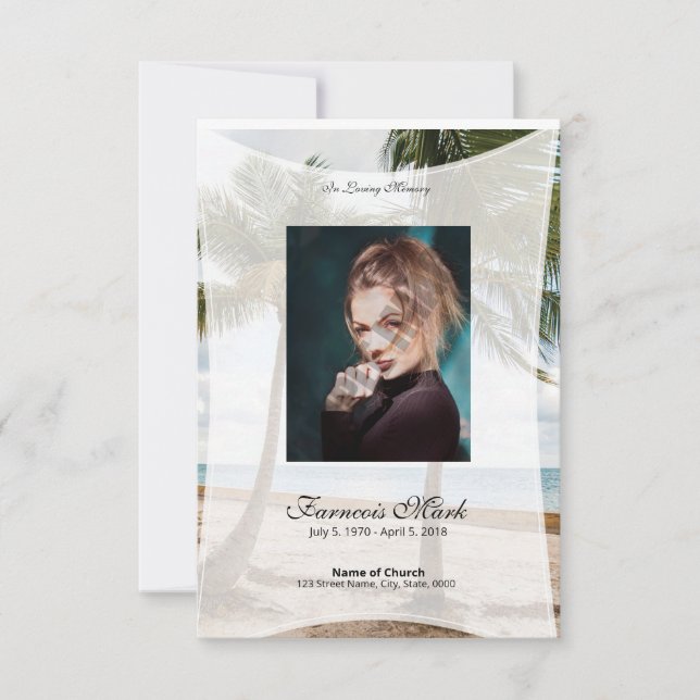 Carte Funeral Prayer Card Template (Devant)