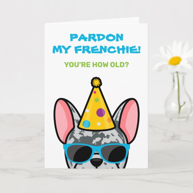 Carte Funky Blue Merle French Bulldog Frenchie Anniversa (Petite plante)
