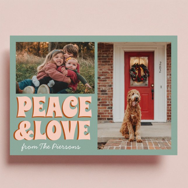 Carte Funky Blue Pink Funky Drôle Photo Noël (Créateur téléchargé)