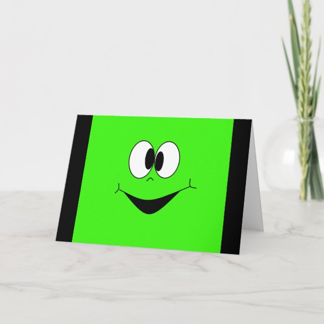 Carte Funky Face Lime Green Birthday Card (Devant)