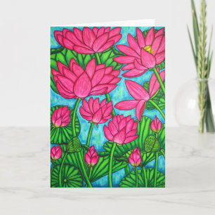 Carte Funky Floral - Lotus Greeting Card
