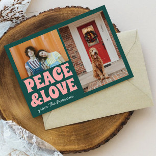 Carte Funky Green Pink Funny Sympa Photo Noël