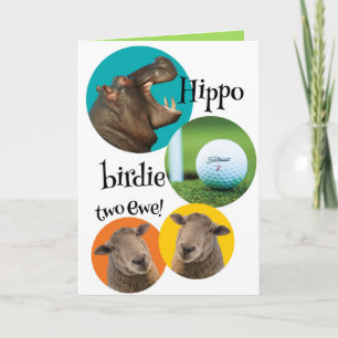 Carte Funky Hippo Birdie Deux Ewe Pour Golfer Anniversai