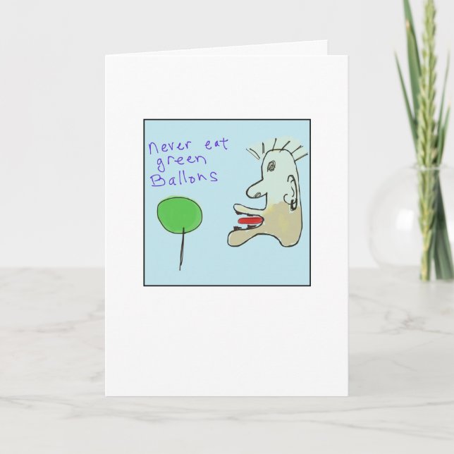 Carte Funky Illustrated Green Balloons (Devant)