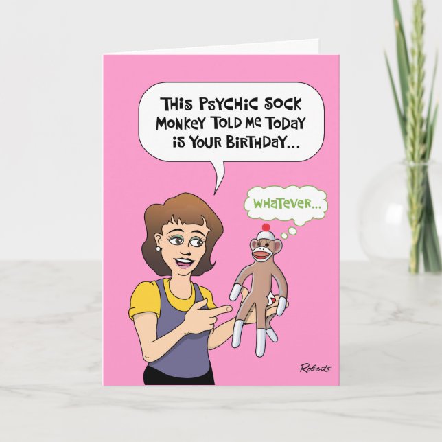 Carte Funky Psychic Sock Singe Anniversaire (Devant)