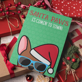 Carte Funky Red Fawn French Bulldog Père Noël Paws Noël