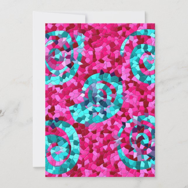 Carte Funky Rose Turquoise Bleu Mosaïque Fissures Cadeau (Devant)