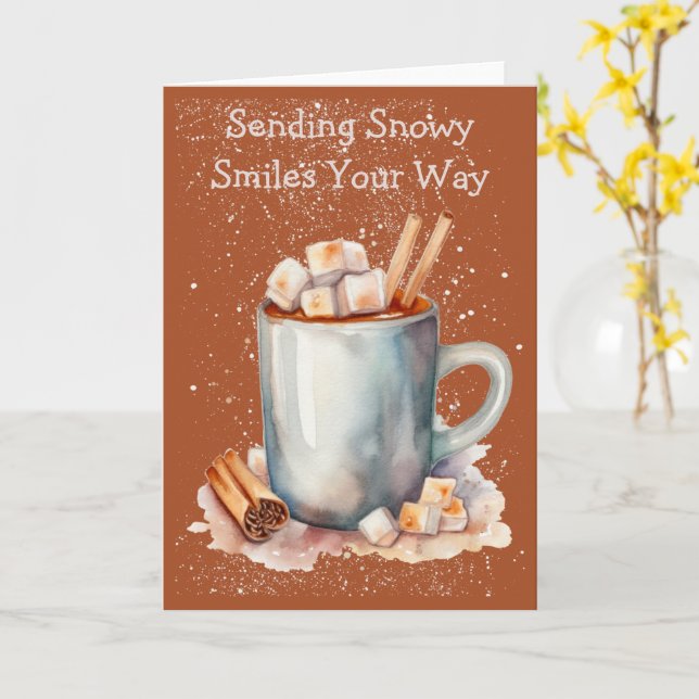 Carte Funky Snowflake Hot Chocolate Winter Card (Fleur jaune)