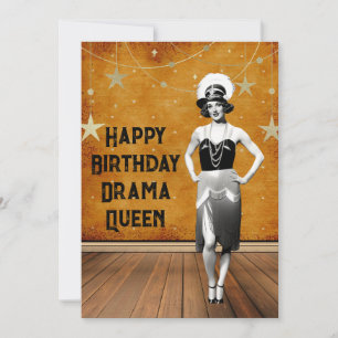 Carte Funky Vintage Drama Queen Anniversaire