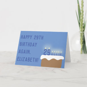Carte Funny 29 Encore Anniversaire Cake Candles Bleu