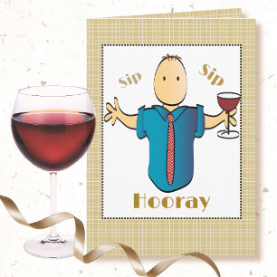 Carte Funny 60th Homme Cartoon Vin Toast Sweet Anniversa