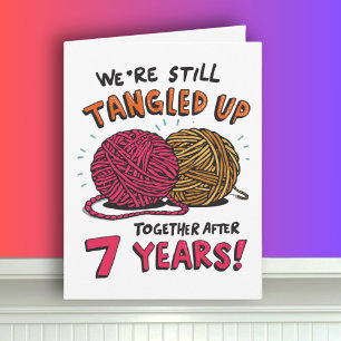 Carte Funny 7e anniversaire de Mariage Laine tourbée