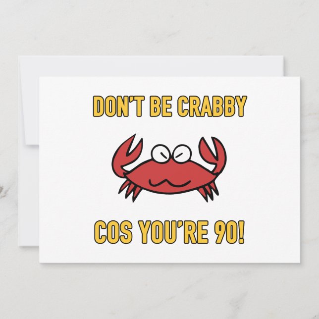 Carte Funny 90e anniversaire (Crabby) (Devant)