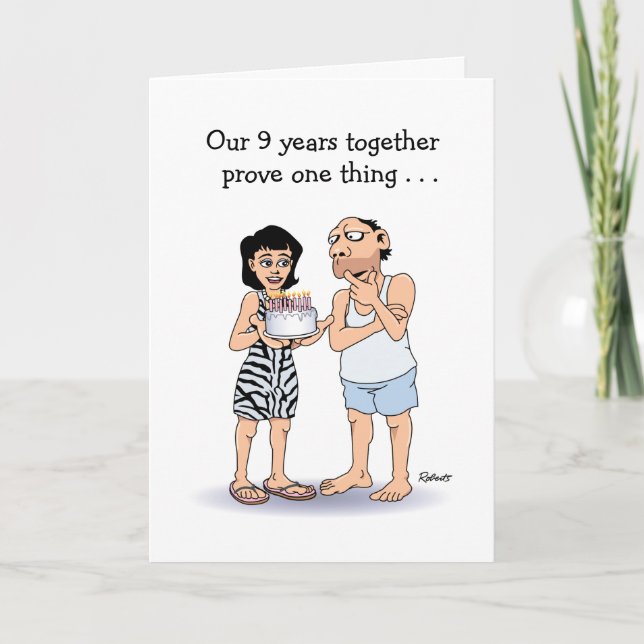 Carte Funny 9e anniversaire : Amour (Devant)