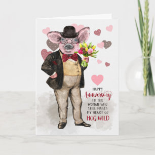 Carte Funny Anniversaire Hipster Cochon Encore Hog Wild