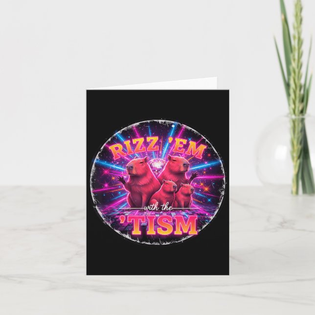 Carte Funny Autism Rizz Em With The Tism Capybara Meme A (Devant)