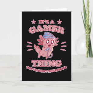Carte Funny Axolotl Casque de jeu Jeux Cadeau