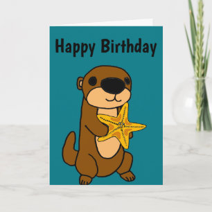 Carte Funny Baby Sea Otter avec Starfish
