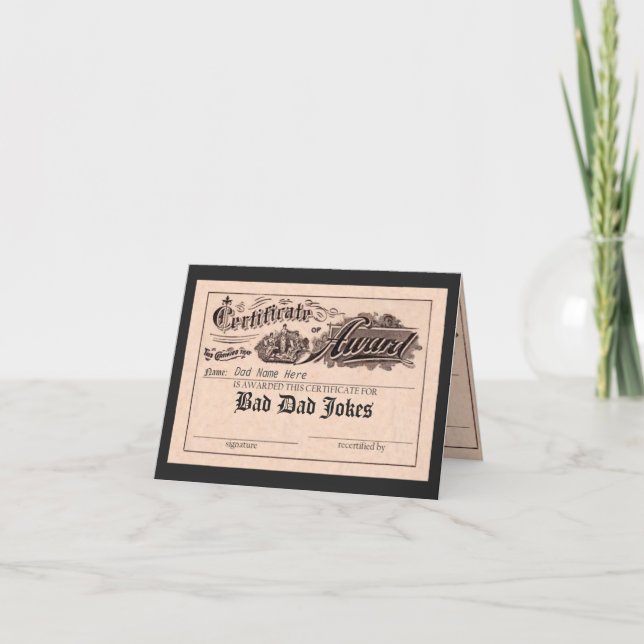 Carte Funny Bad Dad blagues Award (Devant)