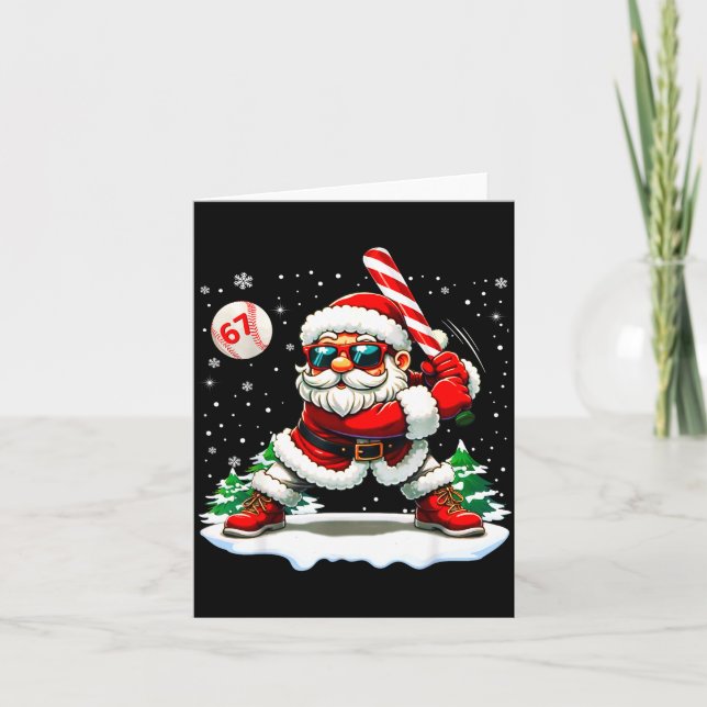 Carte Funny Baseball Santa 67 Christmas Xmas Pajamas Boy (Devant)