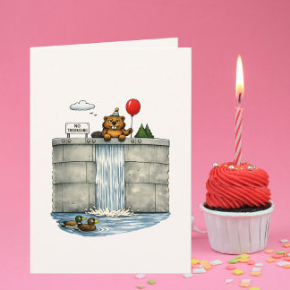 Carte Funny Beaver Birthday