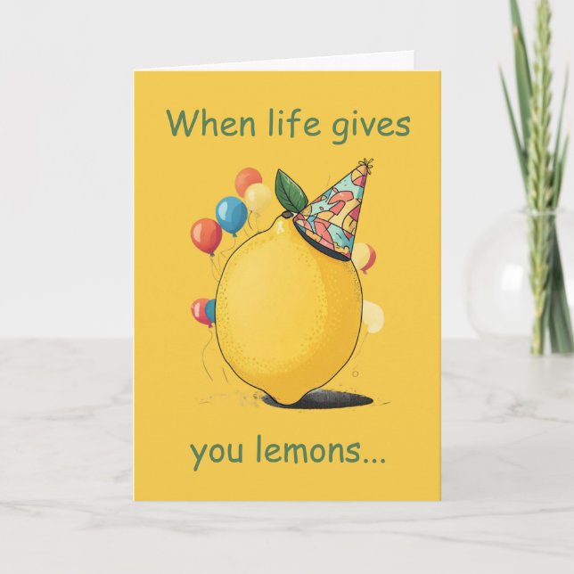 Carte Funny Belated Birthday Message: Lemon Theme (Devant)